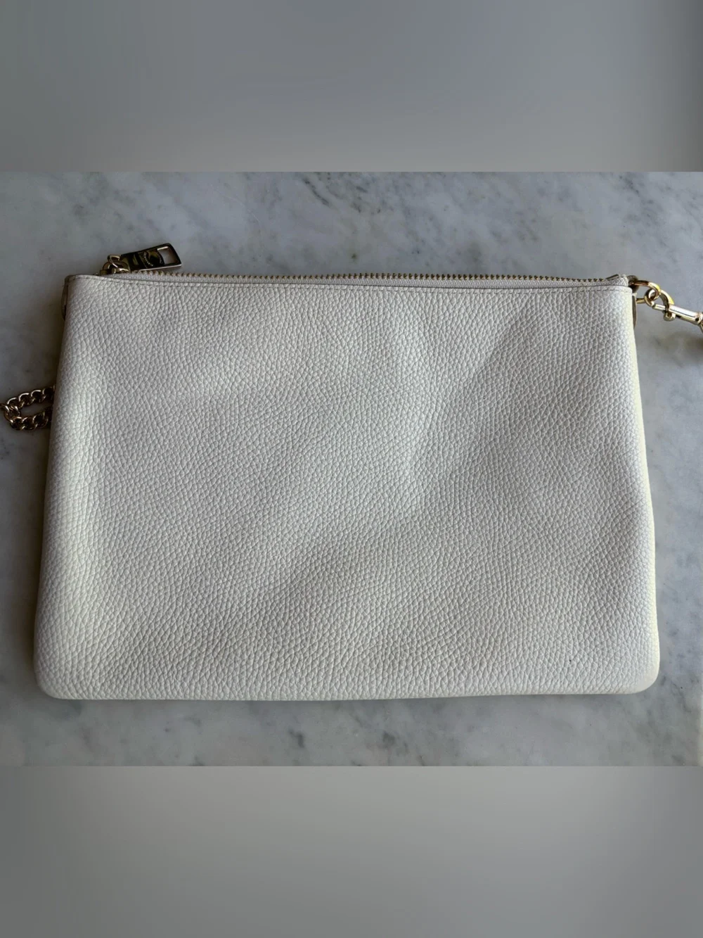 Coach Prairie Chalk Pebbled Leather Chain Clutch/Wristlet